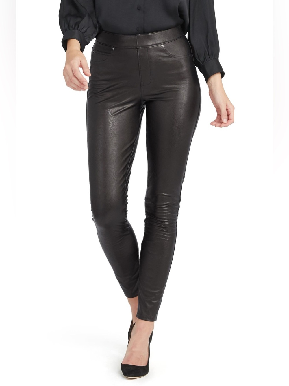 Spank sexy curvy Faux Vegan Leather Skinny Pants - Black size Large